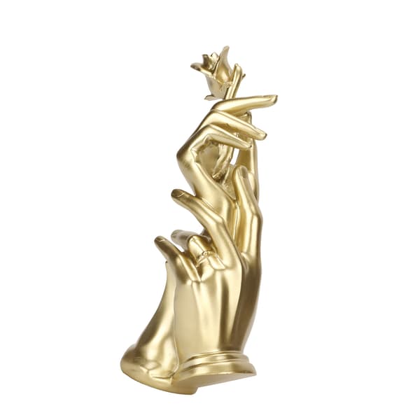 Handheld Rose Sculpture Resin Elegant Unique Two-Handed Rose Statue for Home Decor