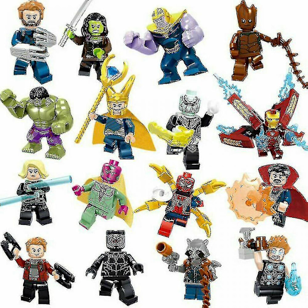 16 kpl Marvel Avengers Super Hero Comic Mini -hahmot Dc Minifiguuri lahja lapsille