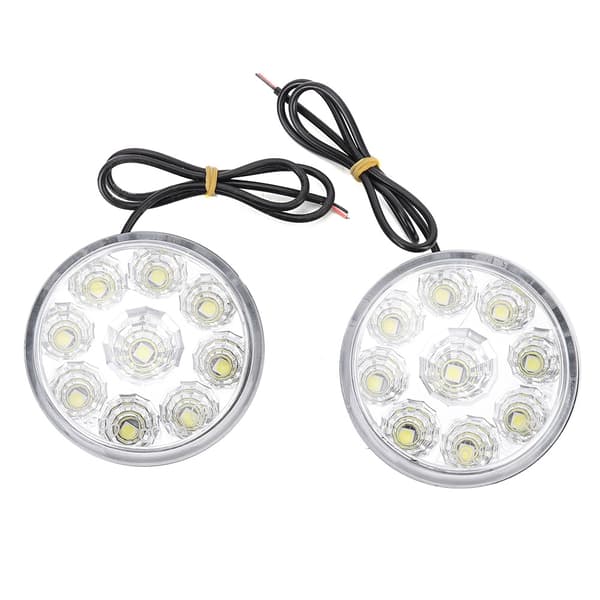 5050 9LED Runde Tåkelys Kjørelys DRL Universal for Bil