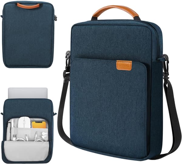 13,3\" Laptop Sleeve, Multi-Pocket Case med håndtag til iPad Pro 12.9 2022-2020, Galaxy Tab S9+/S8+ 12.4\", Blå