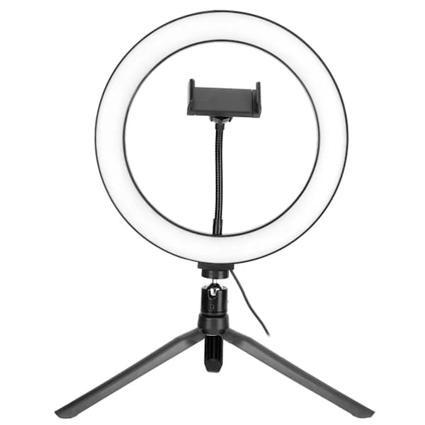 LED-ringlys 10 niveauer dæmpning skrivebordslampe med 3 farvetemperaturer til livestreaming
