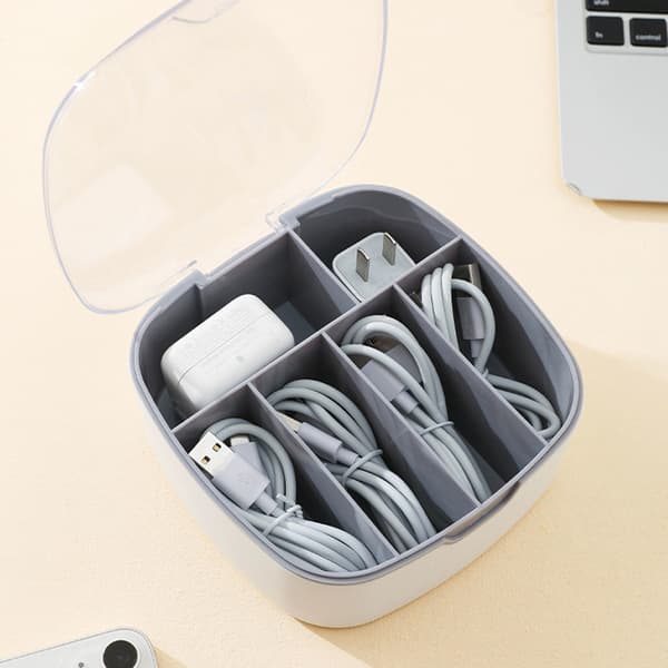 Multi Datakabel Förvaringslåda Dammtät med Transparent Lock för Skrivbordet Gray