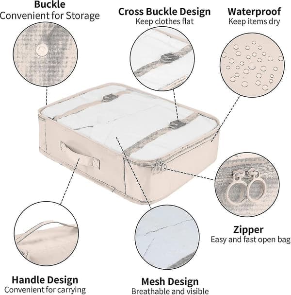 Resväska organisationsset med 10 packkuber Beige