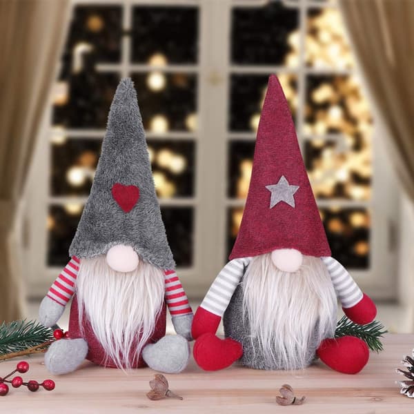 2 Christmas Gnome Decorations, Handmade Swedish Christmas Decorations