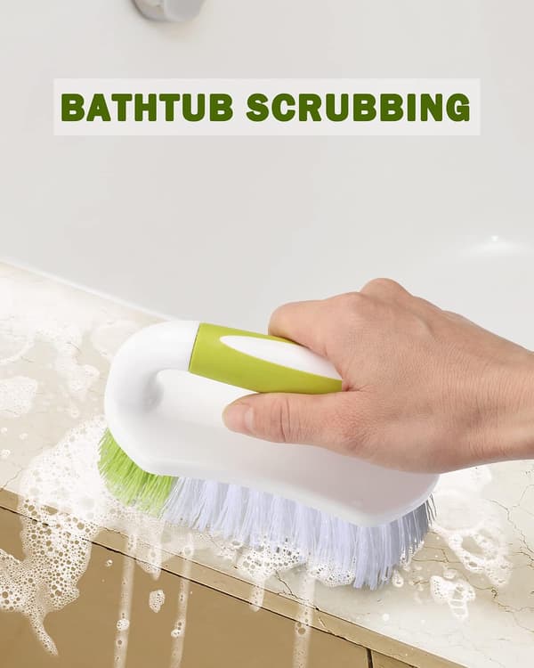 Scrub Brush, Heavy Duty Scrub Brushes with Comfortable Grip Compatible with Shower, Bathroom, Sink, Kitchen, Floor Cleaning, 3 Pack