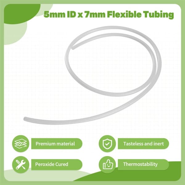 5mm Fleksibel Slange 1M 3,3ft Fødevaregodkendt Silikone ID X 7mm OD