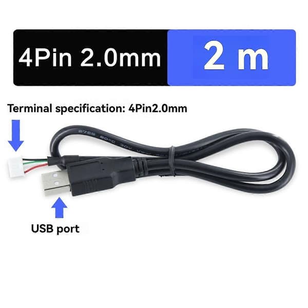 5 stk USB til 4-pinners kabelsett for kameramoduler 4P 2.0mm 2 meter 2meters