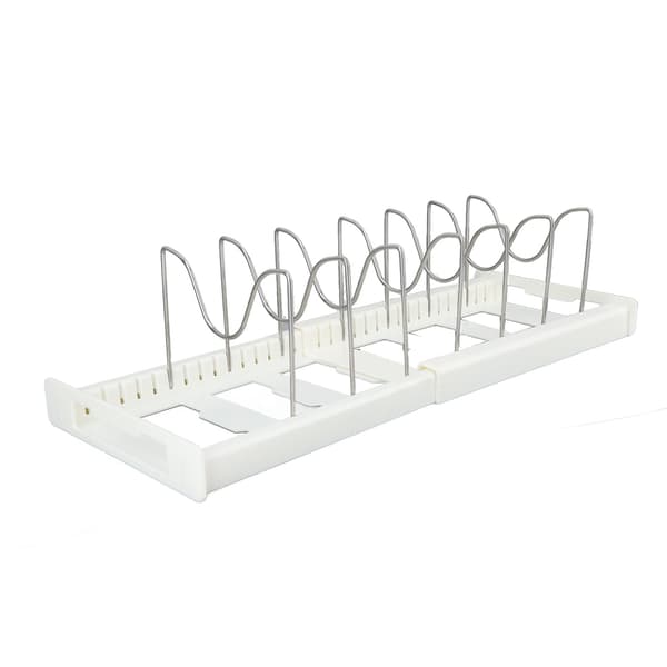 Expandable Pot Organizer Non-slip Size Adjustable Multifunctional Pot Lid Holder for Kitchen Dining Room White