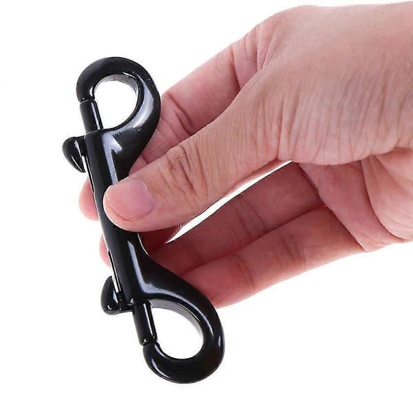 Double Bolt Snap Hooks, Heavy Duty Double Ended Carabiner, Lobster Clasp, Attachment Clip - Black 4 Pcs
