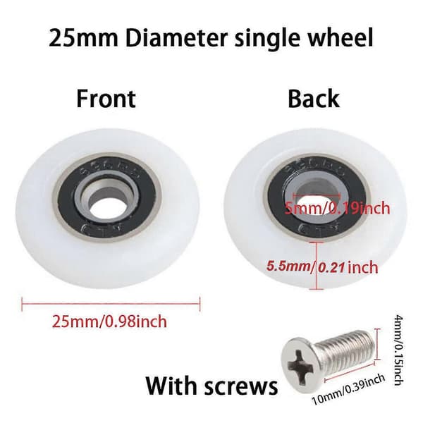 8 Brusedørsruller (25mm m/5 skruer)-CE db