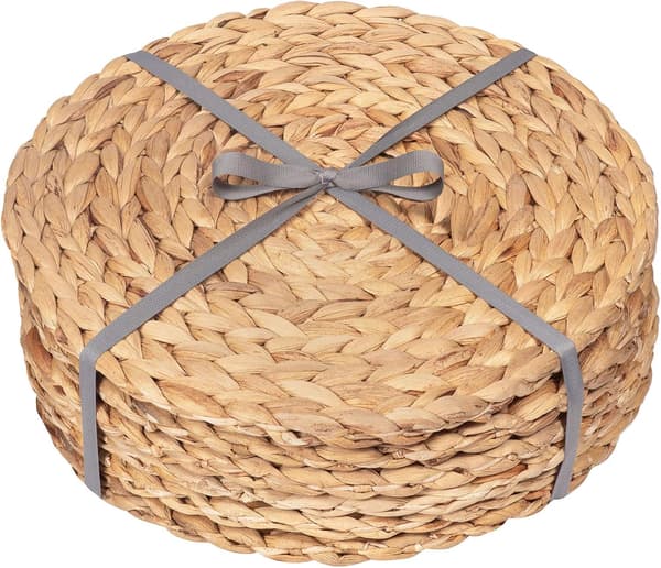 6 x Vannhyasint Bordbrikker Runde 30 CM, Kvalitetsvevde Kurvunderlag, Pl D D