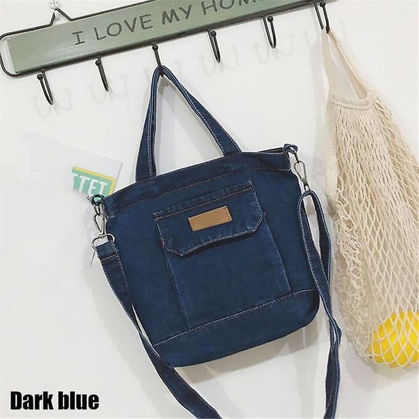 Handväska Denim Jeans Axelväskor Cool Girl Totes Mode Trend Handväskor Crossbody Väskor (mörkblå)