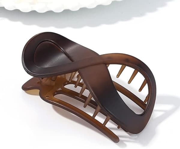 2 minimalistiske krøller til krøllet hår (mat rav og sort), hårklemme