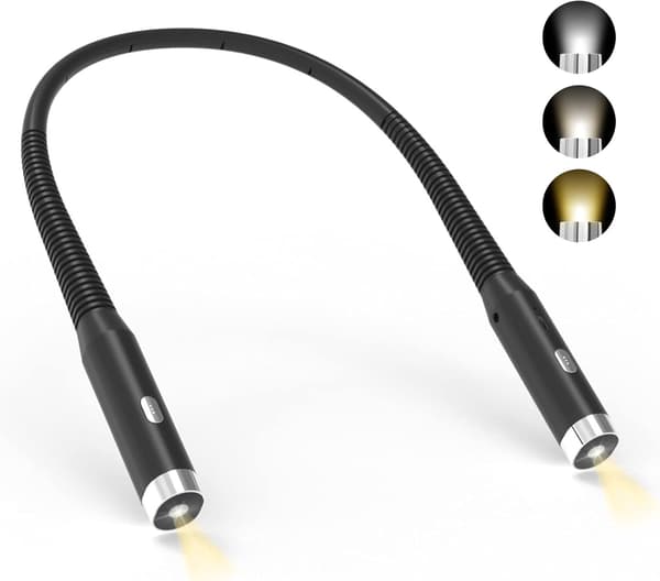 Neck Reading Light, Rechargeable Bedside Reading Lamp, 3 Colors