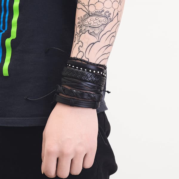 5 st Läderarmband för Män Kvinnor Flätat Rep Manschettarmband