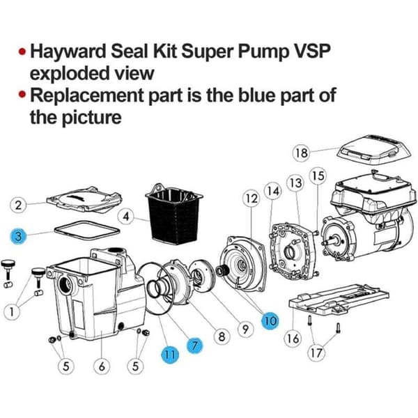 Spx1600tra Monteringssats för fogbyte för Hayward Superpump och Maxflo Pump