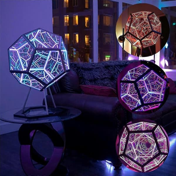 Uendelig Dodekaeder Farvet Kunstlampe Lampe Hjem Skrivebordsdekoration Plugin