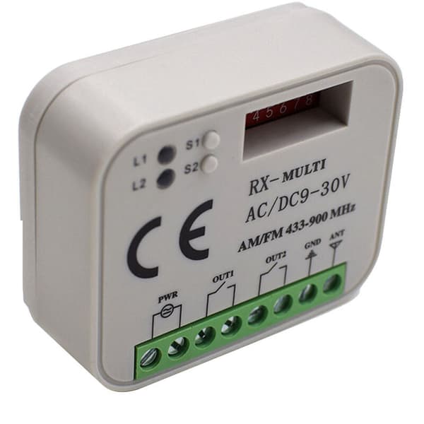 Fjernkontrollmottaker for garasjeport 2-kanals kontroller for 433 868 MHz sender RX Multi-Frequency 433-900MHZ
