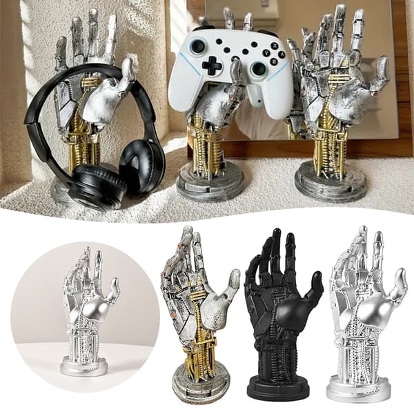 3D-printet spillkontrollerholder Cyberpunk PS5-kontrollerholder for moderne kontor Sølv Silver