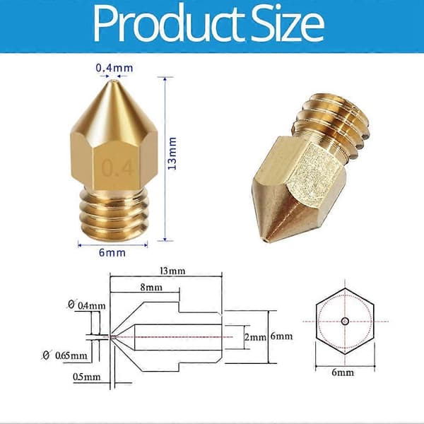 3D-printerdyser 0.4MM MK8 3 dyser 20 stk med 4 stk varmeblok silikoneovertræk, til 3 V2 med