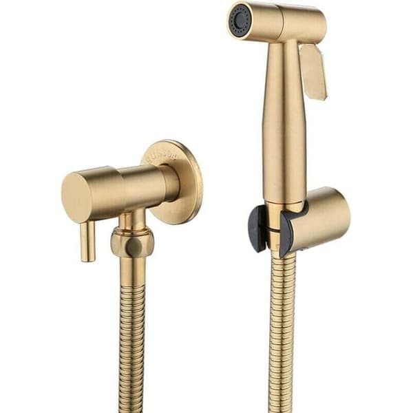 Toiletsprøjte i rustfrit stål, bidetspraysæt, toiletsprøjtehane (Guld)