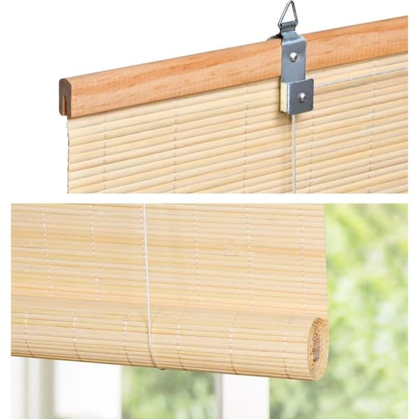 Ineasicer - Bamboo Roller Blind 60 x 100cm - 60% Sun Protection - Drill-Free Installation - Dust and Moisture Resistant