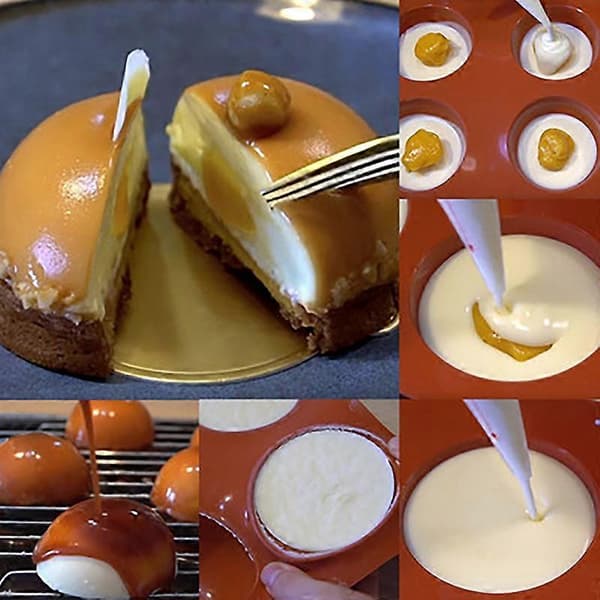 5-håls halvbollssfär silikon non-stick kakform DIY bakredskap