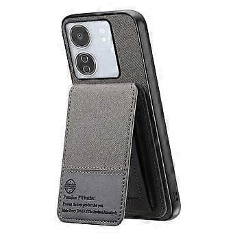 Case for Xiaomi Redmi 13C 4G Fabric Texture Leather+PC+TPU RFID Blocking Mobile Case with Card Holder Grey