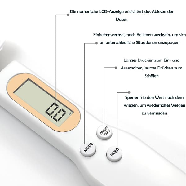 (White) 500g/0.1g Electronic Kitchen Scale Measuring Spoon, Digital