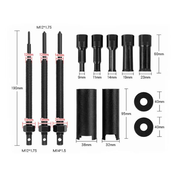 9-23mm Motorcycle Inner Bearing Puller with Blow-Molded Cases Bearing Puller with 5 Collets for Bicycle Bearings, Needle Bearings, Gearbox Bearings