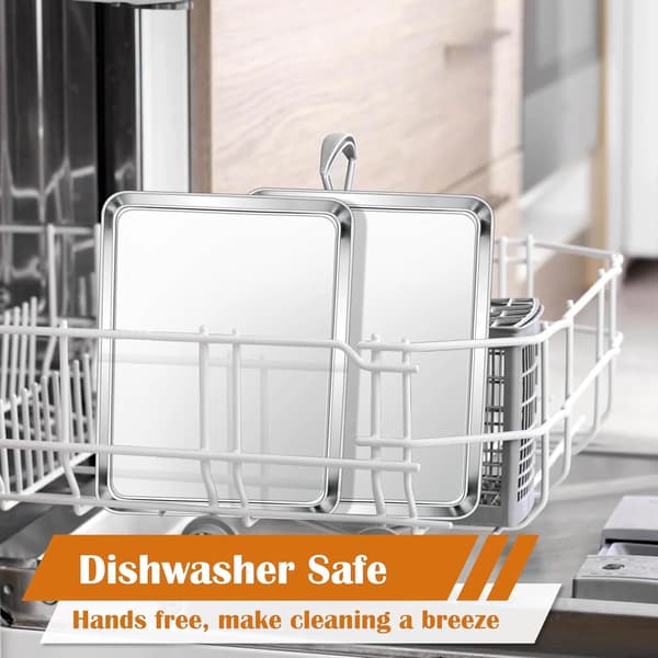 Stainless Steel Toaster Oven Pans, 2-Pack Small Non-Toxic Baking Sheets for Cookie Baking, Dishwasher Safe 10.5\"x8.3\" 10.5"x8.3"