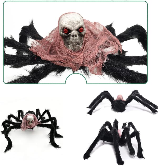 Spøkelseshode Halloween-dekorasjoner, 2 75 cm gigantiske skrekkedderkopper, Ha