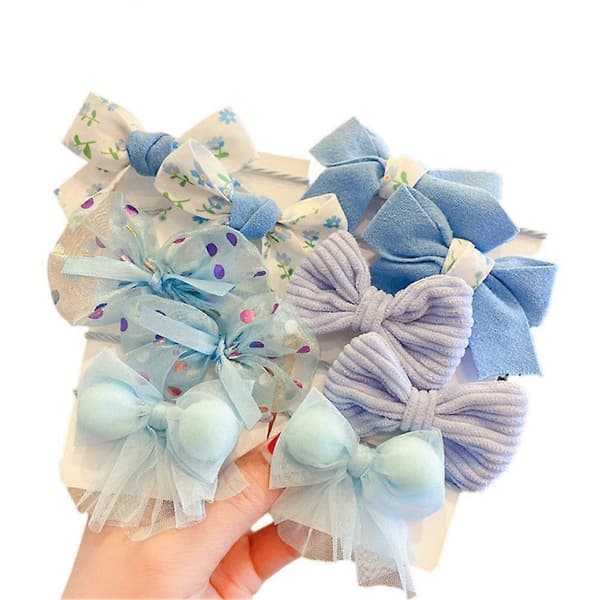 Klassiske bærbare 10 stk/sæt Blomstersløjfe Elastiske Hårbånd til Piger Børn Søde Gummi Premiumkvalitet BlueB BlueB