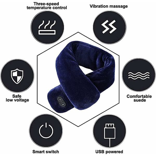 Winter Classic USB Heated Scarf Warm Cotton Fleece Temperature Adjustable