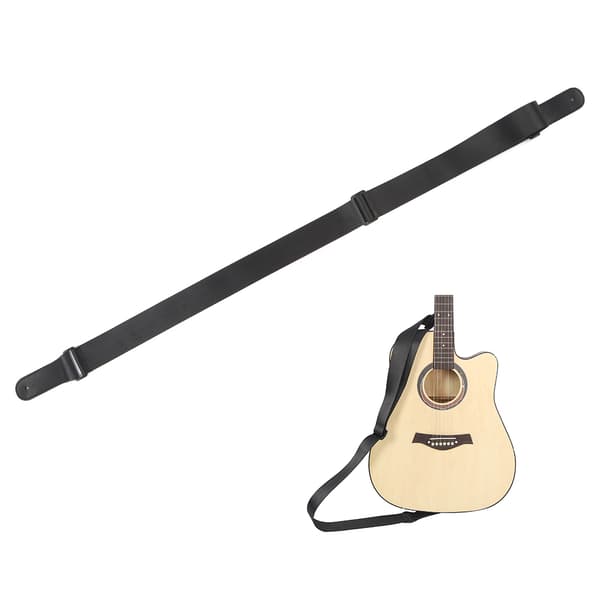 Guitarrem Akustisk Elbas Ukulele Nylonbælte Justerbart Toplæderhoved (Sort)