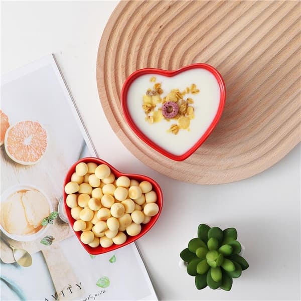 6-pakning mini keramiske skåler, hjerteformede dessertpuddingbakeskåler -