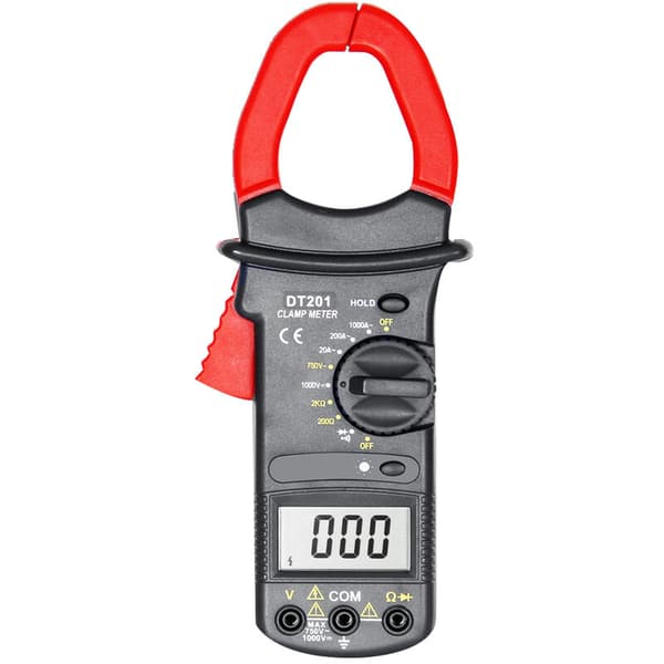 DT201 Digital Clamp Ammeter Multimeter 1000A AC/DC Voltage Tester 1999 Counts Hz NCV Capacitance Ohm Diode Test