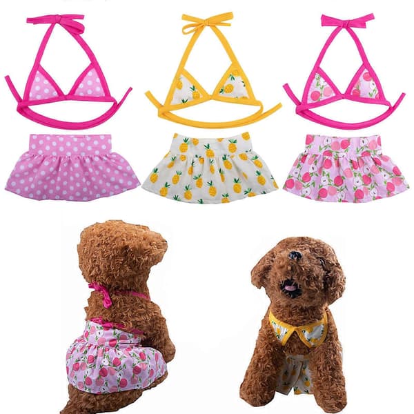 Hundar Strandklänning för Små Hundar Mode Valp Baddräkt Blommönster Bikiniset Simkjol för Bichons Teddydogs M Dot M Dot M