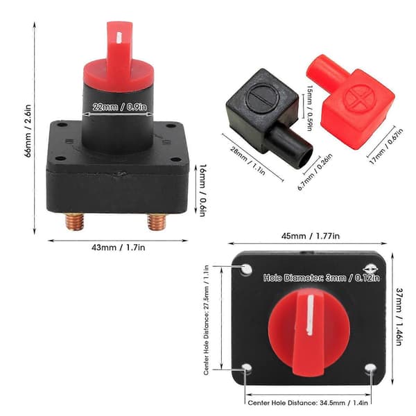 300A Batterifrakoblingsafbryder Afbryderknap Isolator 6mm Skruediameter til Bil