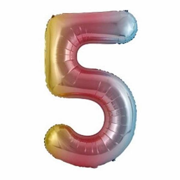 Large Number Balloon Multicolored Rainbow Birthday Party 102cm 5