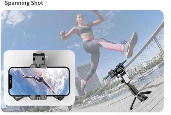 Smartphone gimbal stabilisator, 2-akset automatisk ansigtssporing selfiestick med stativ og LED-lys