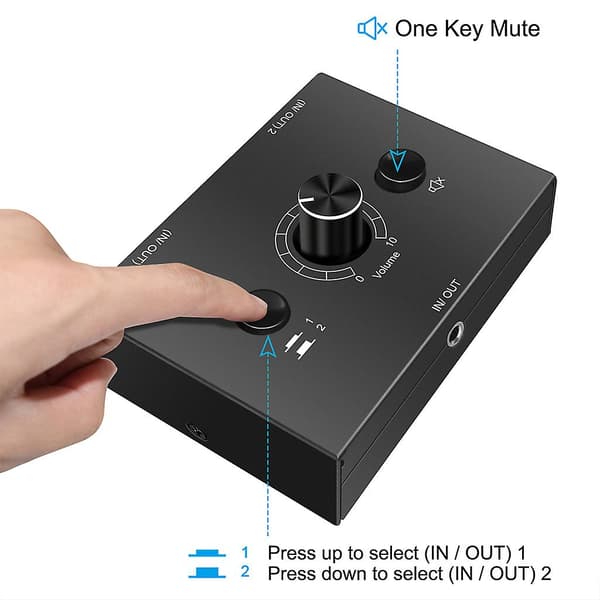 Stereo Audio Switch 2 indgange 1 udgang / 1 indgang 2 udgange Lyd
