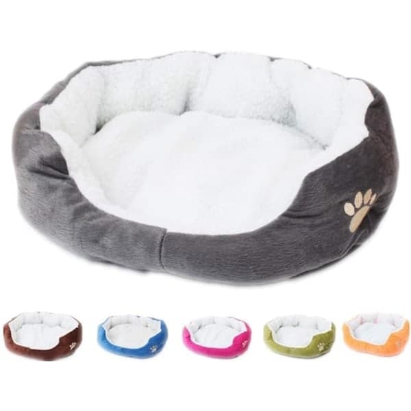Kæledyrsseng til katte og små til mellemstore hunde - Kurv med pude - Rund eller oval doughnutform - Redeformet kæledyrsseng, Grå, 50 * 40, B