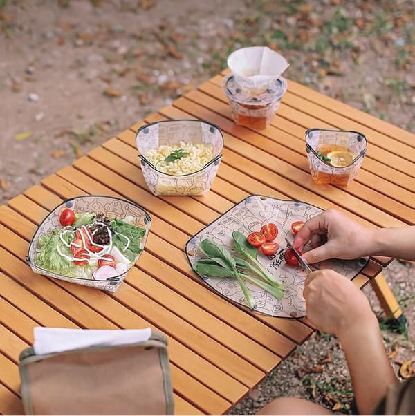 Portable Camping Dinnerware Set - Foldable Plate, Bowl & Mug, Heat Resistant for Outdoor Picnics 3-Piece