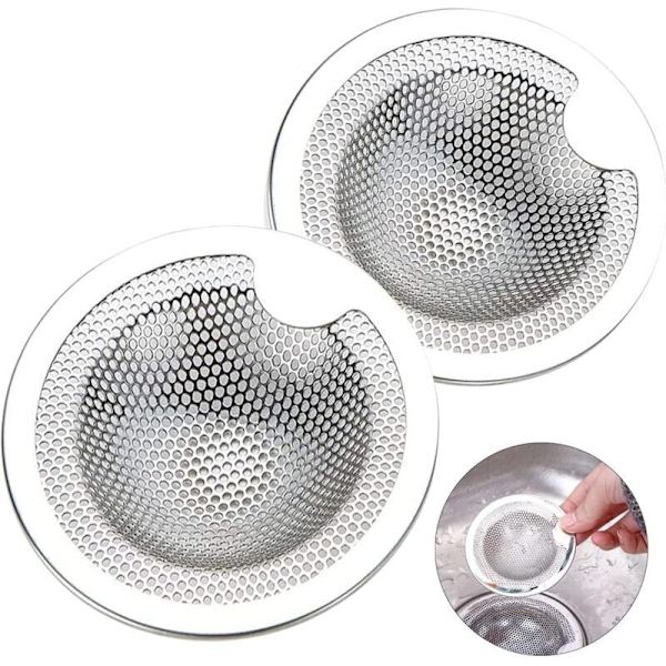 Diskho sil i rostfritt stål, avloppssil, diskbänksgaller (2-pack)