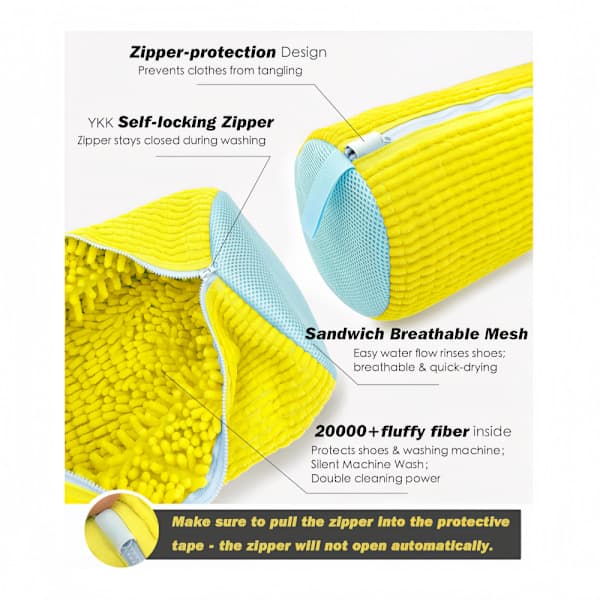 2-pack Shoe Laundry Bag for Washing Machine and Dryer, Reusable Sneaker Cleaning Bag with Microfiber Lining, White White White
