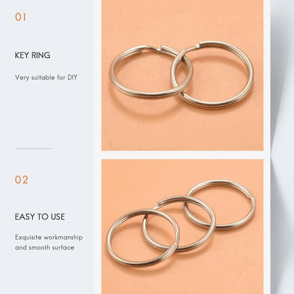 100 stk, 2,5 cm Nøglering Åben Nøglering Metal Nøglering Flad Ring til Husholdningsbil Nøglering Sølv Silver