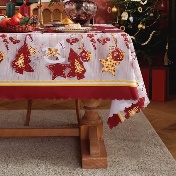 Christmas Tablecloth, 150 x 200 cm Decorative Rectangular Christmas Tablecloth