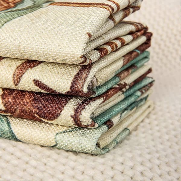 4-pack Kuddfodral 45 x 45 cm, Dekorativa Blommiga Linnékuddfodral för Vardagsrum Sovrum Soffa Säng, Endast Kuddfodral