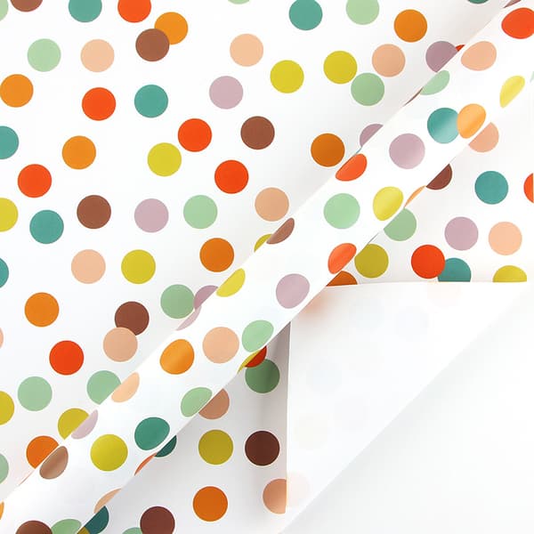 Gavepapirsett 43×300cm, Gavepapirrull til Bursdager, Bryllup og Jul - Fargerike Prikker